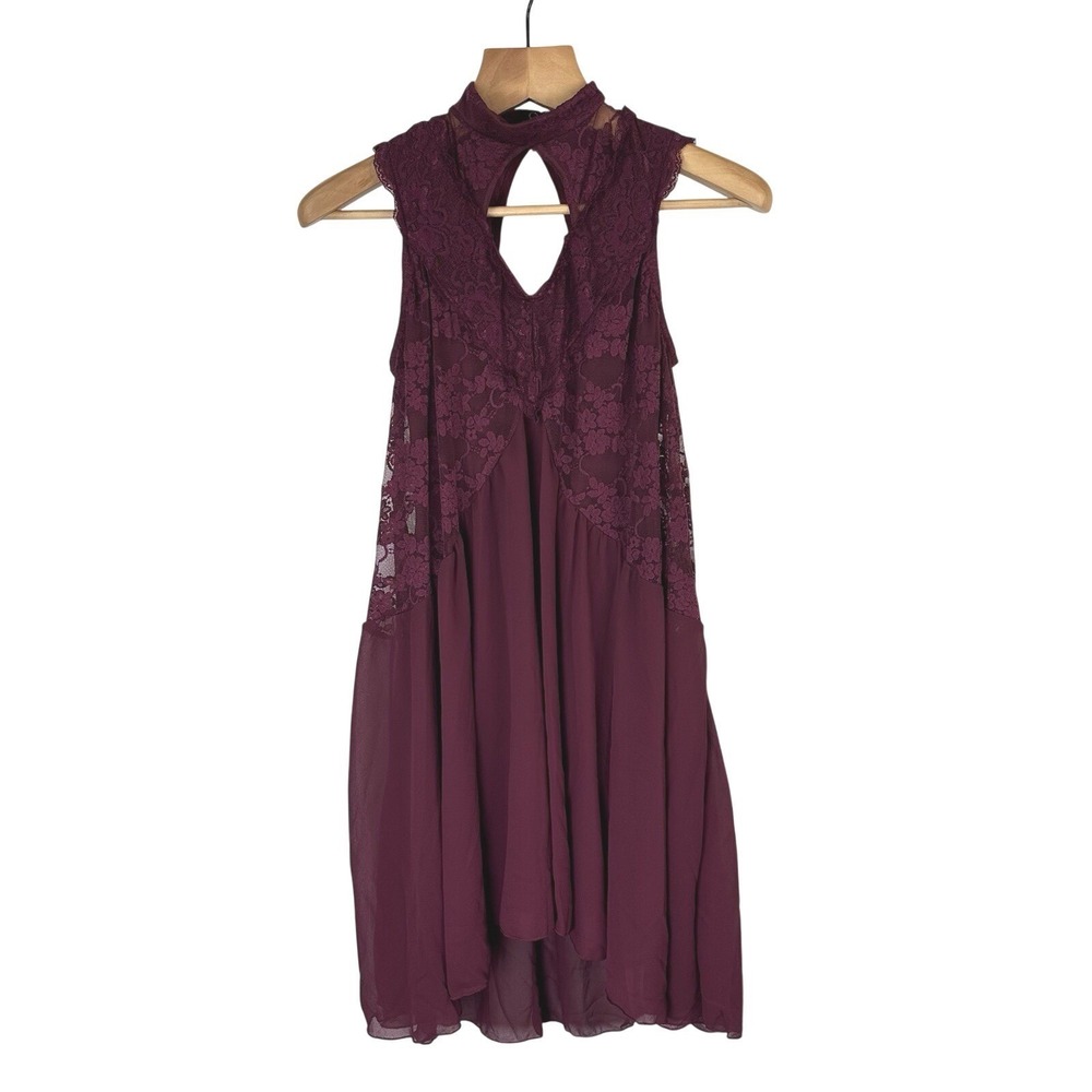Weissman Dance Costume Dress‎ Lace Detailing High Neck Burgundy MA Medium Adult